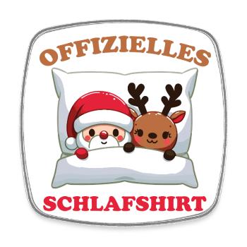 Official Sleep Shirt Christmas Santa Claus - Square fridge magnet - white - Front