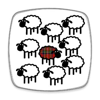 Tartan-Schafe - Viereckiger Kühlschrankmagnet - Weiß - Vorne