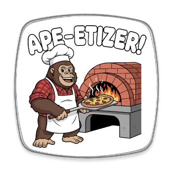 Ape-Etizer Pizza Chef - Viereckiger Kühlschrankmagnet - Weiß - Vorne