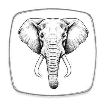 Elefant - Viereckiger Kühlschrankmagnet - Weiß - Vorne