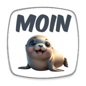 Cute seal with MOIN font - Square fridge magnet - white - Front