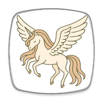 Licorne pégase pastel volante avec des ailes - Magnet carré - blanc - Devant