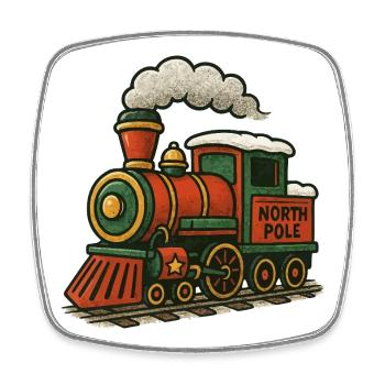 North Pole Locomotive Retro - Square fridge magnet - white - Front