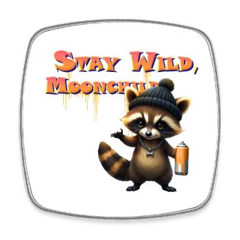 Raccoon Lunar Graffiti - Square fridge magnet - white - Front