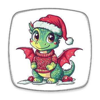 Dragon Christmas Xmas - Square fridge magnet - white - Front