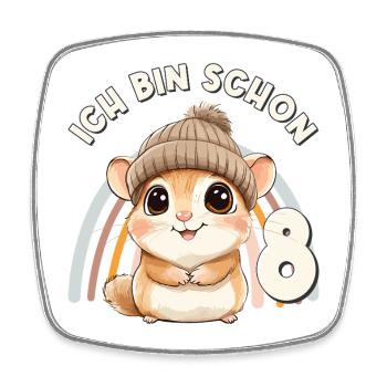 8e anniversaire Licorne Arc-en-ciel mignonne - Magnet carré - blanc - Devant