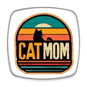 Cat Mom Vintage Sunset Katze Katzen - Viereckiger Kühlschrankmagnet - Weiß - Vorne