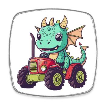 Dragon Tractor Farmer - Magnet carré - blanc - Devant
