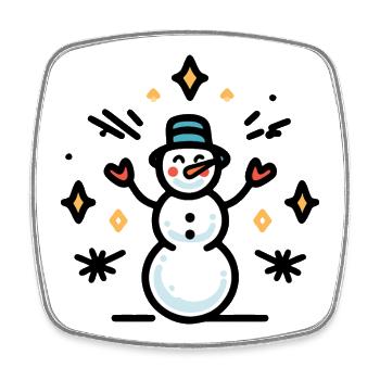 Snowman with glitter sparks - Square fridge magnet - white - Front