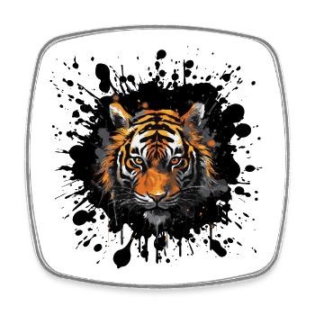 Éclat de couleur animal tigre - Magnet carré - blanc - Devant