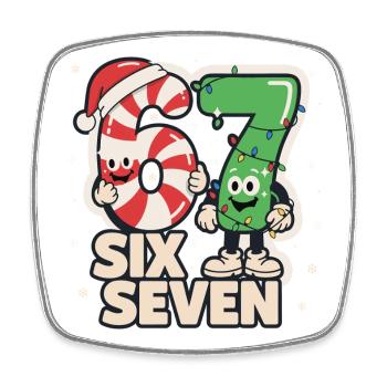67 Meme Six Seven cadeau de Noël drôle - Magnet carré - blanc - Devant