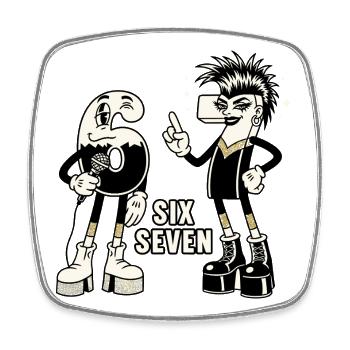 67 Six Seven meme Retro Rock Music Gift - Magnet carré - blanc - Devant