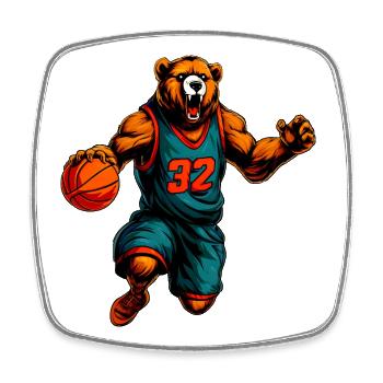 Bären Basketball / Basketballer Bär - Viereckiger Kühlschrankmagnet - Weiß - Vorne