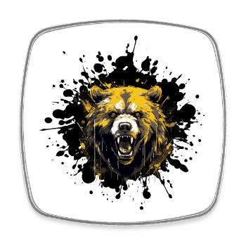 Bear Animal Paint Splash - Square fridge magnet - white - Front