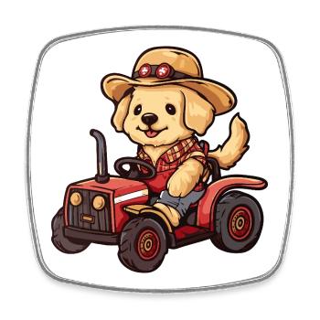 Golden Retriever Chien Tracteur Éleveur Drôle - Magnet carré - blanc - Devant