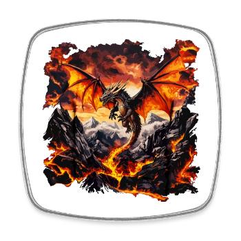 Dragon Feu, Mysticisme Gothique, Mythologie, Créature - Magnet carré - blanc - Devant