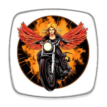 Engel Moto / Motard Engel - Magnet carré - blanc - Devant
