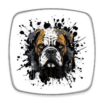 Splatter Bulldogge Kopf Portrait - Viereckiger Kühlschrankmagnet - Weiß - Vorne