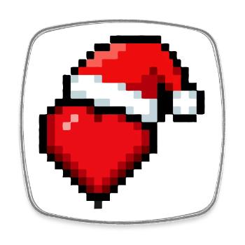 Pixel art heart Christmas hat gamer 8-bit - Square fridge magnet - white - Front
