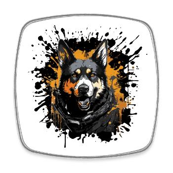 Portrait de graffiti de berger allemand - Magnet carré - blanc - Devant