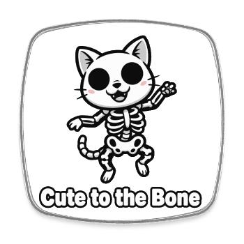 Katzenskelett Cute to the Bone - Viereckiger Kühlschrankmagnet - Weiß - Vorne