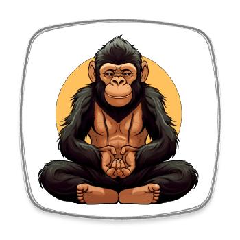 Affe Yogi - Viereckiger Kühlschrankmagnet - Weiß - Vorne