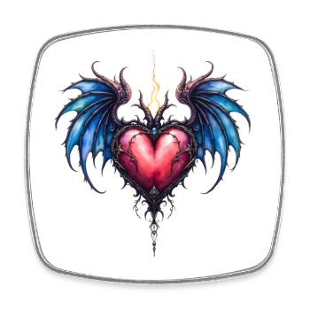 Cœur aux ailes de feu bleues - Magnet carré - blanc - Devant