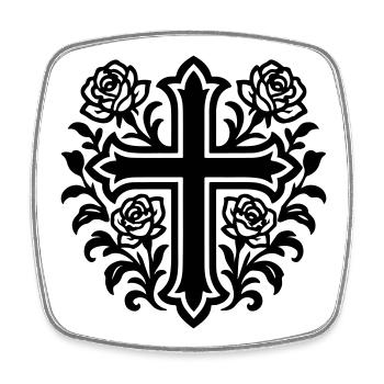 Cross Symbol Roses - Square fridge magnet - white - Front