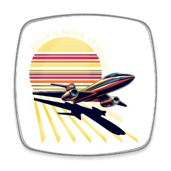 Retro Flugzeug Sonnenuntergang (Based!) - Viereckiger Kühlschrankmagnet - Weiß - Vorne