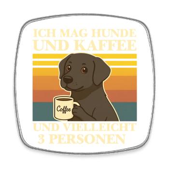 Ich mag Hunde & Kaffee Lustig Hund Coffee Tier - Viereckiger Kühlschrankmagnet - Weiß - Vorne