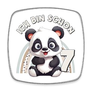 7e anniversaire Panda Bear Arc-en-ciel Doux Mignon - Magnet carré - blanc - Devant