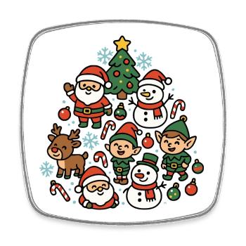 Weihnachtswelt mit Santa Elfen Schnee - Viereckiger Kühlschrankmagnet - Weiß - Vorne