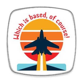 Retro airplane in sunset (Based?!) - Square fridge magnet - white - Front