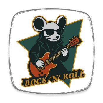 Maus mit Gitarre Cooles Cartoon - Viereckiger Kühlschrankmagnet - Weiß - Vorne