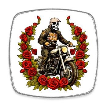 Roses Squelette Motocycliste - Magnet carré - blanc - Devant