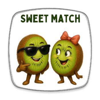 Sweet Match Kiwi Duo - Viereckiger Kühlschrankmagnet - Weiß - Vorne