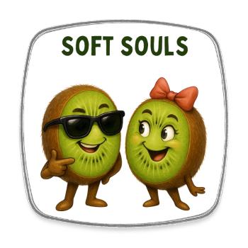 Kiwis mit Stil: Soft Souls Duo - Viereckiger Kühlschrankmagnet - Weiß - Vorne