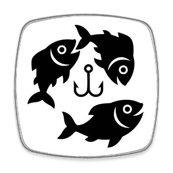Fische Haken Kreis Symbol Angeln Vektor - Viereckiger Kühlschrankmagnet - Weiß - Vorne