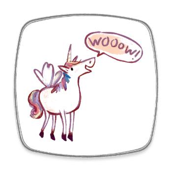 Unicorn Comic, waouh, étonné - Magnet carré - blanc - Devant