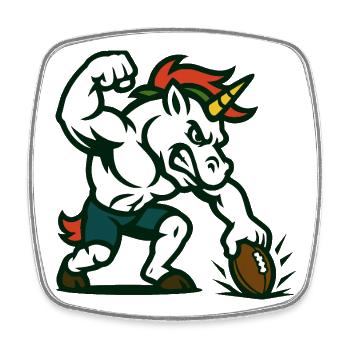 Unicorn Football Power Mascot Strength Design - Square fridge magnet - white - Front