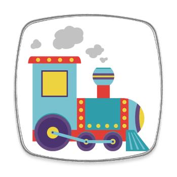 Colorful Toy Steam Train Illustration - Square fridge magnet - white - Front