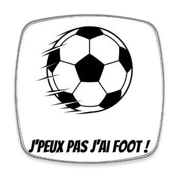 I can't I have football – Humorous football design - Square fridge magnet - white - Front