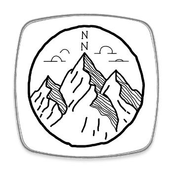 Motif extérieur des montagnes en dessin - Magnet carré - blanc - Devant