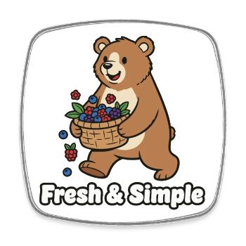 Berry Basket Bear Illustration - Square fridge magnet - white - Front