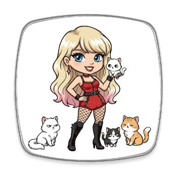 Rock Star with Cats - Square fridge magnet - white - Front