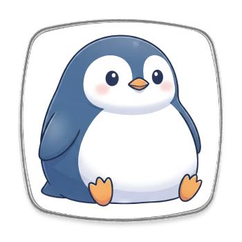 Niedlicher molliger Cartoon Pinguin sitzt Chubby - Viereckiger Kühlschrankmagnet - Weiß - Vorne