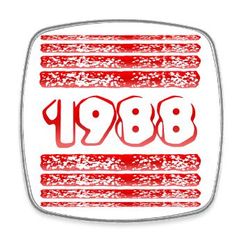 Année 1988 - Magnet carré - blanc - Devant