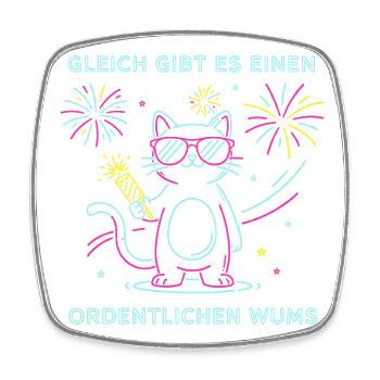 Frohes Neues Jahr Süße Katze Silvester Partyhut - Viereckiger Kühlschrankmagnet - Weiß - Vorne