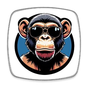 Affe mit Sonnenbrille Kreis - Viereckiger Kühlschrankmagnet - Weiß - Vorne