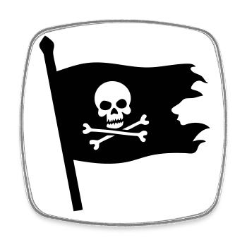 Pirate Skull Jolly Roger - Square fridge magnet - white - Front